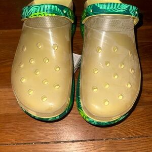 CROCS Green and Yellow Tropical Clogs